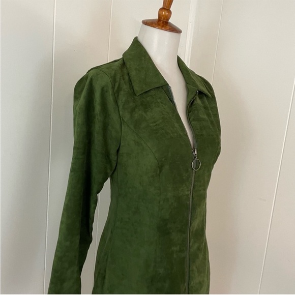 Lovers + Friends Faux Suede Long Sleeve Front Zip Mini Shift Dress - Picture 5 of 9